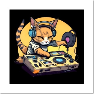 Funny Cat DJ Colorful - DJ Cat Is In The House Posters and Art